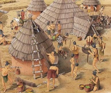 A farming village on a plain in northern China, 4500 BC