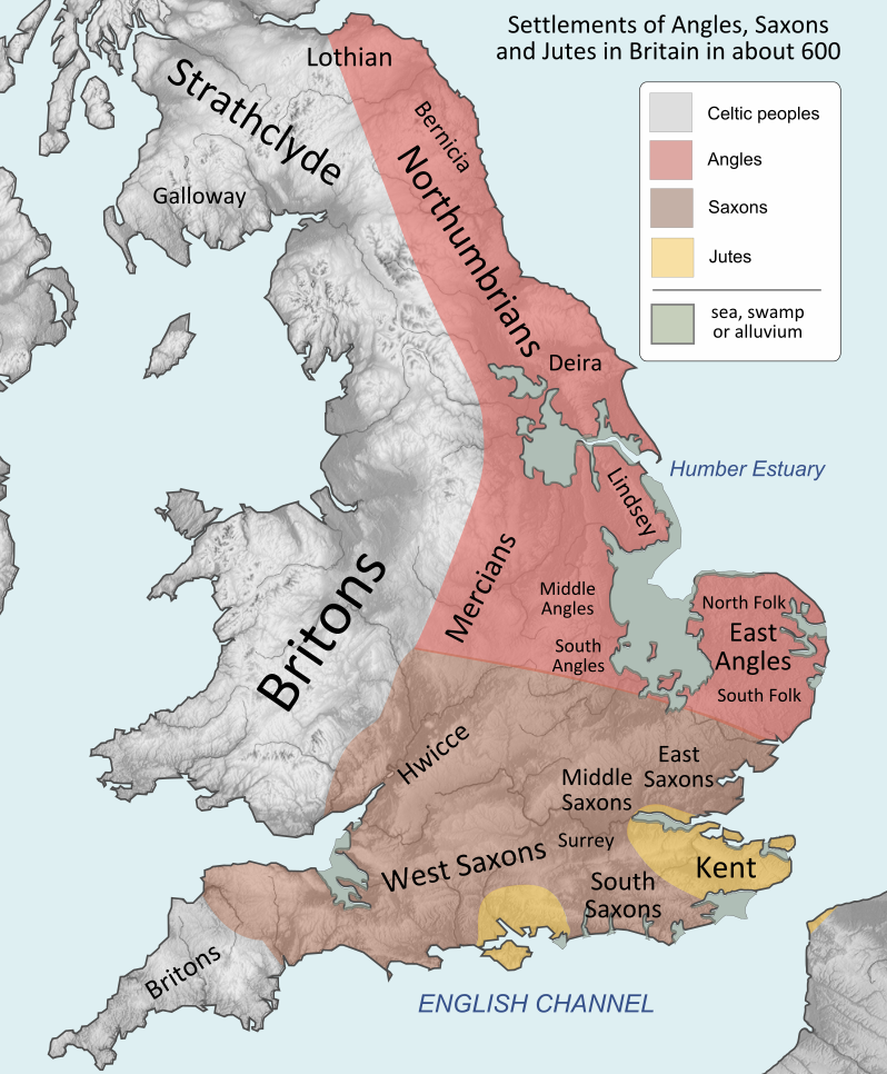 Anglo-Saxon Britain in around 600 AD