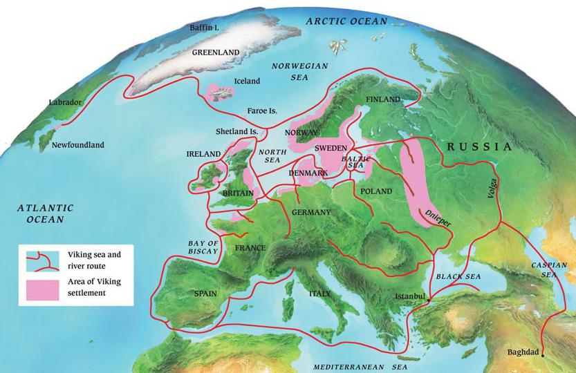 Viking trade routes and settlements
