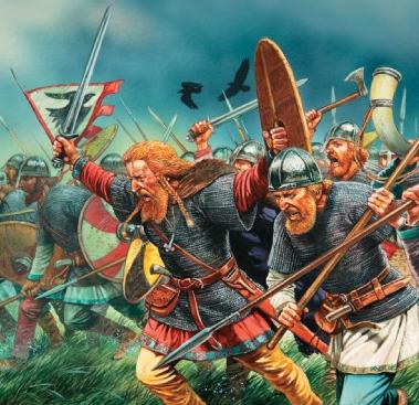 Viking warriors go into battle