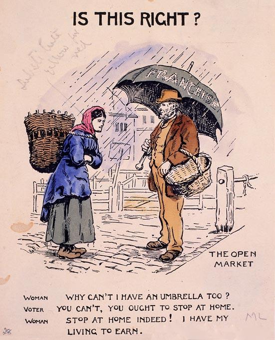 A poster calling for better voting rights for women