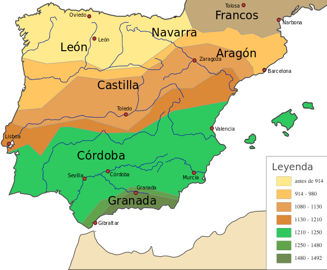 The Reconquista of the Iberian peninsula, 914–1492.