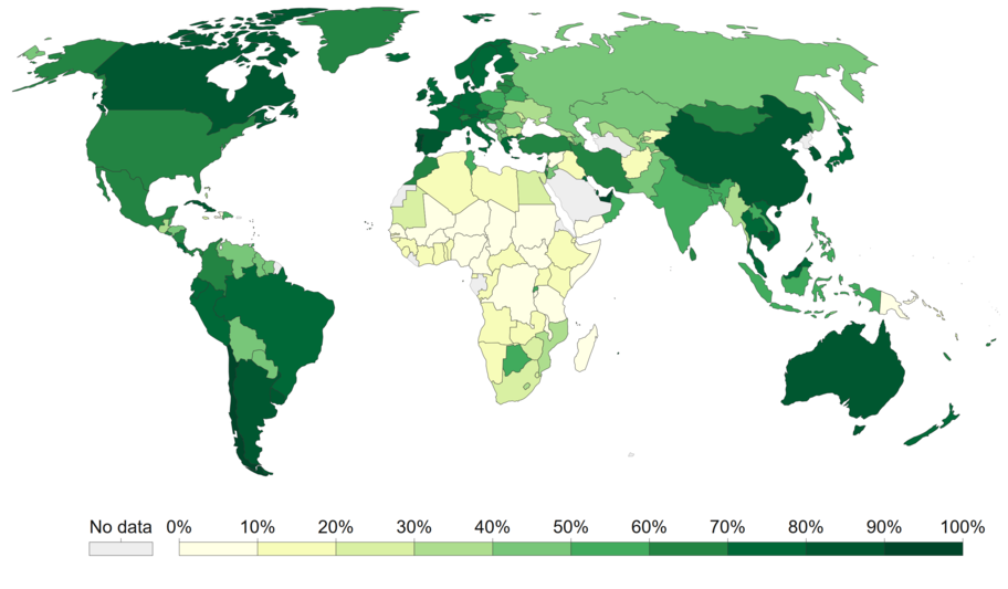Proportion of people fully vaccinated, March 2022
