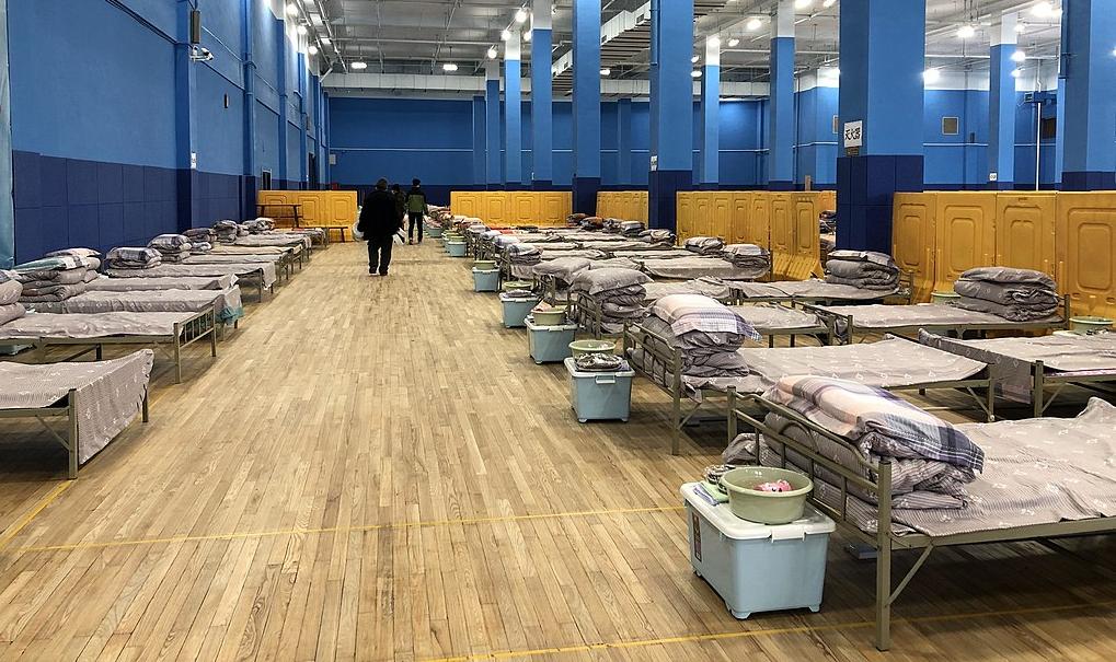 A temporary hospital constructed in Wuhan in February 2020