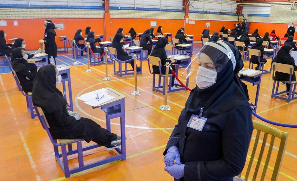 Students taking end-of-year exams in Tabriz, Iran, June 2020