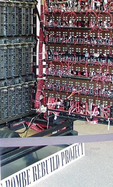 A working replica of a bombe at Bletchley Park Museum
