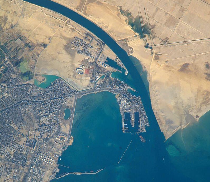 Satellite photo of the southern end of the Suez Canal