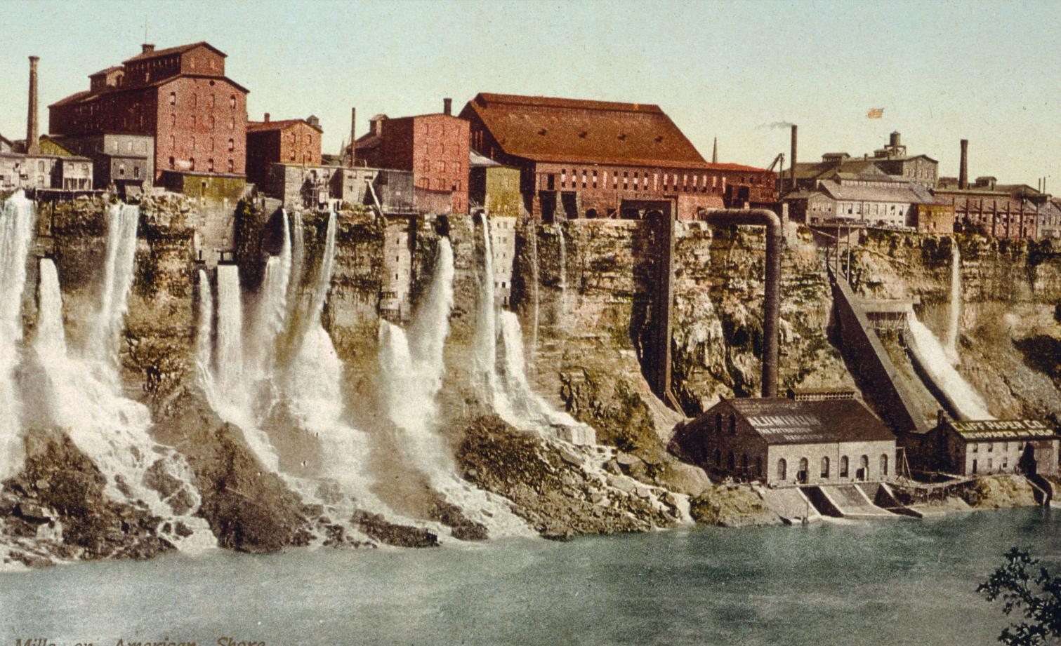 Mills along Niagara Gorge using power canals