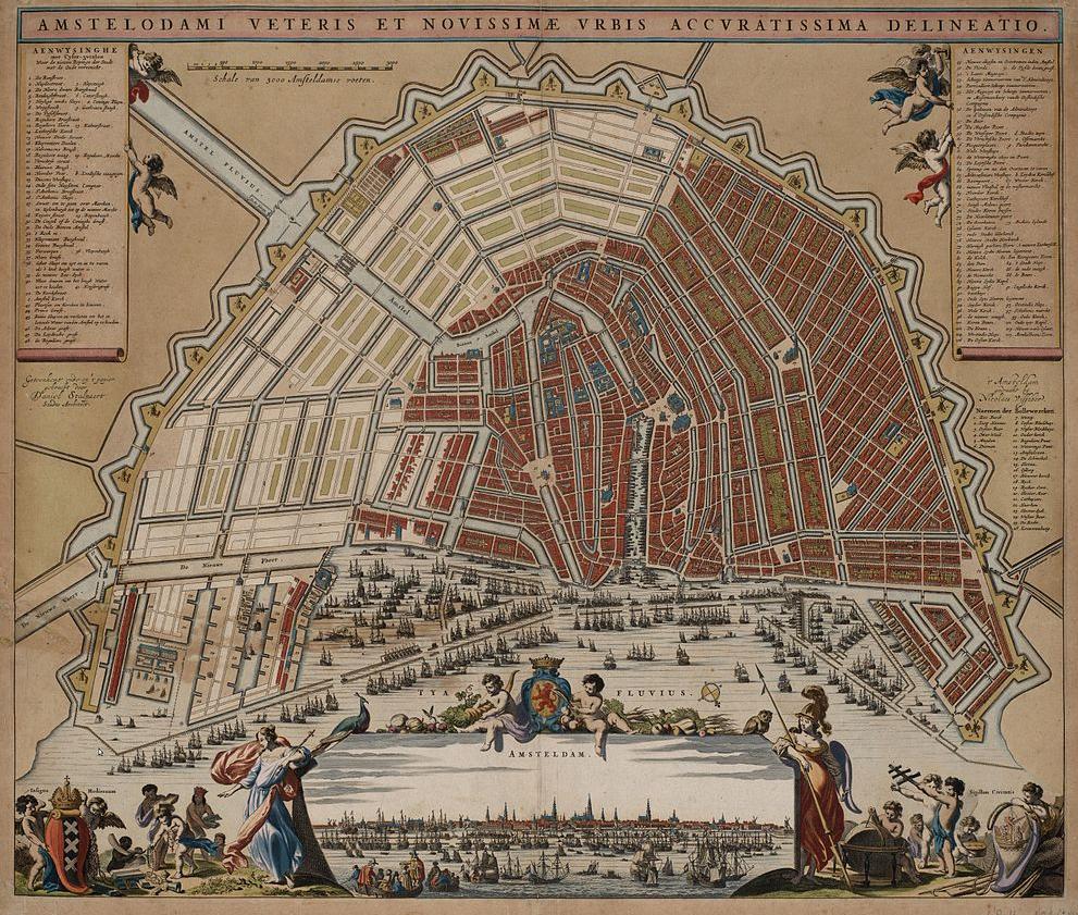 A map made in 1662 showing Amsterdam's canals