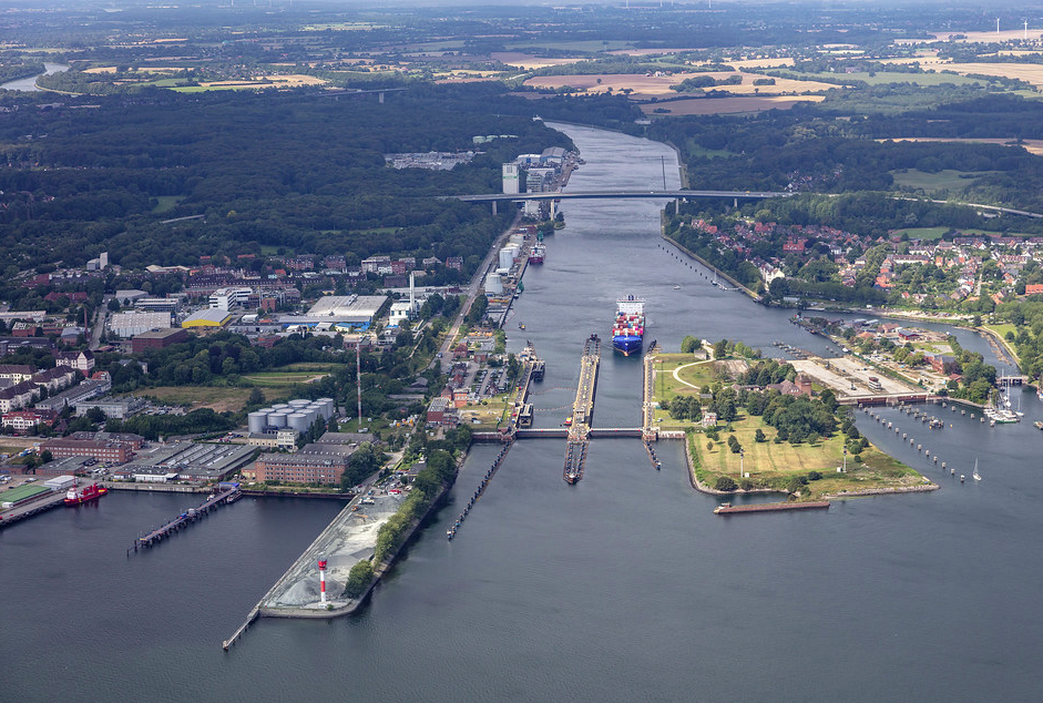 An aerial view of the Kiel Canal