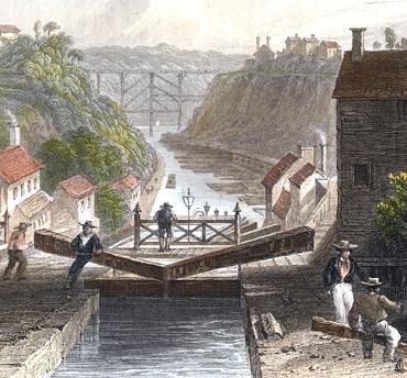 The locks on the Erie Canal at Lockport, New York