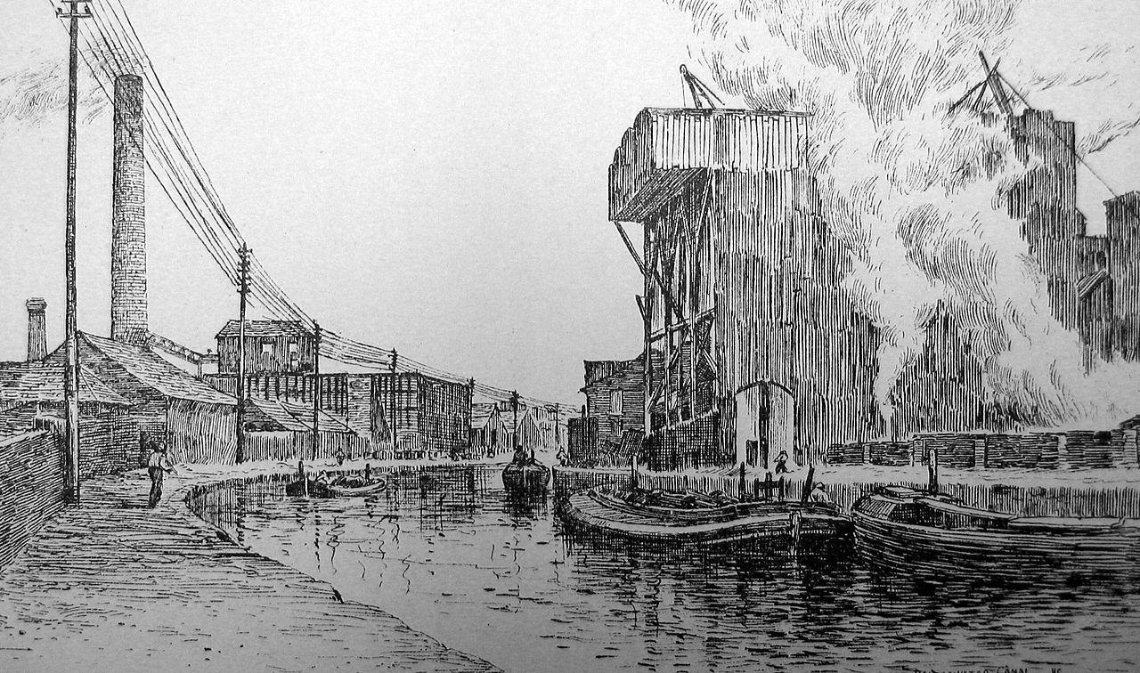 An 1887 print of the Bridgewater Canal in Runcorn