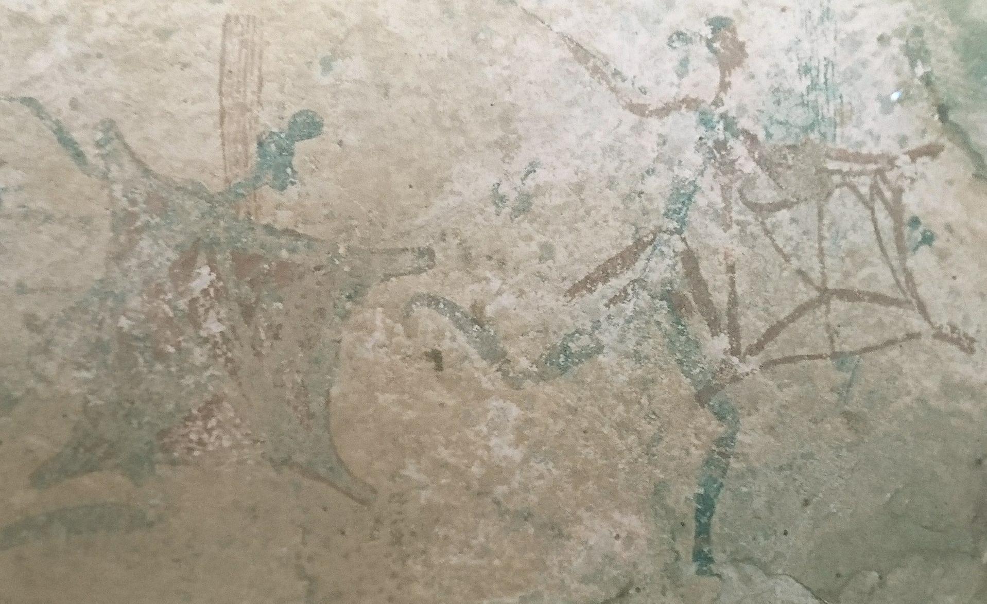 San rock art painting depicting Bantu warriors