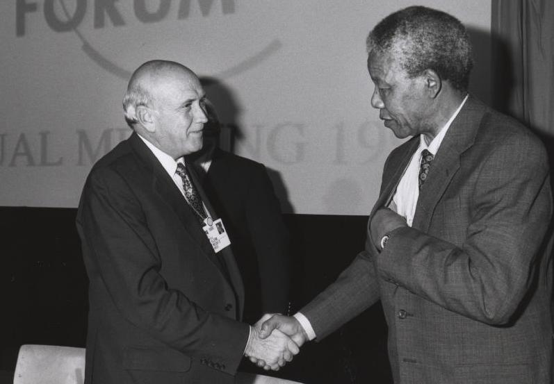 FW de Klerk and Nelson Mandela, 1992