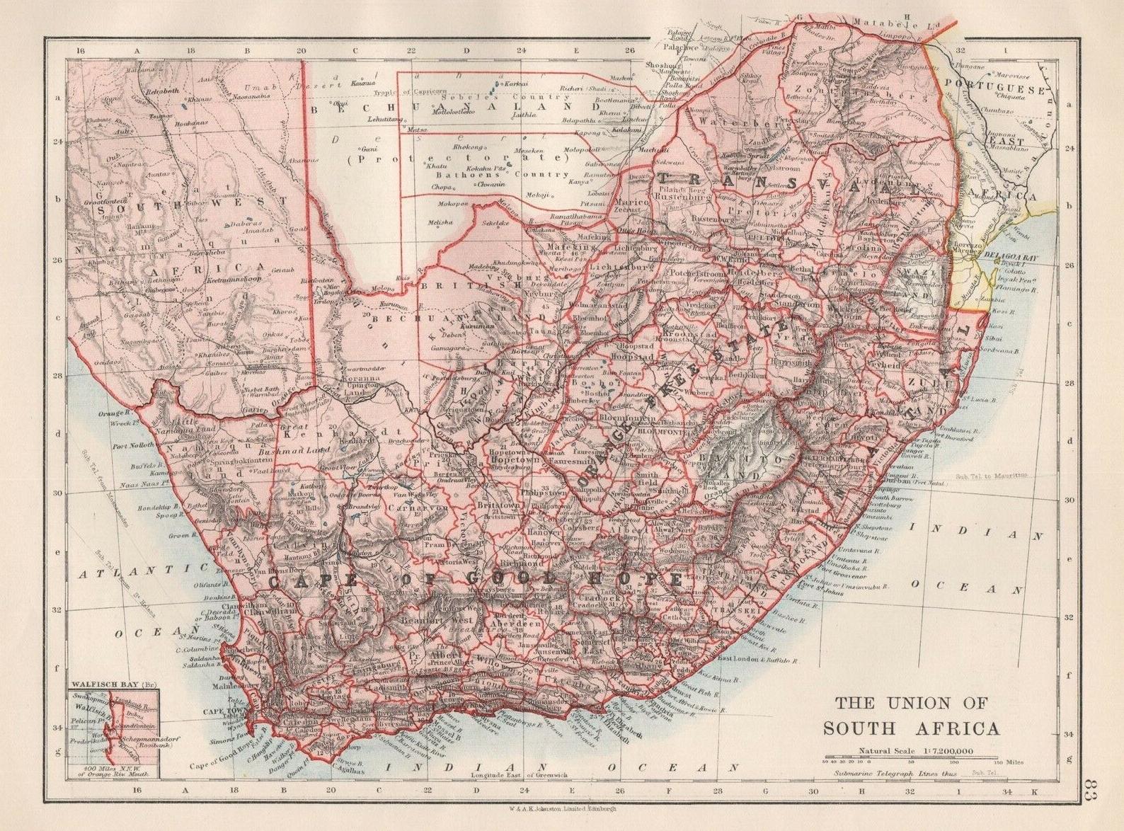 Map of the Union of South Africa in 1920
