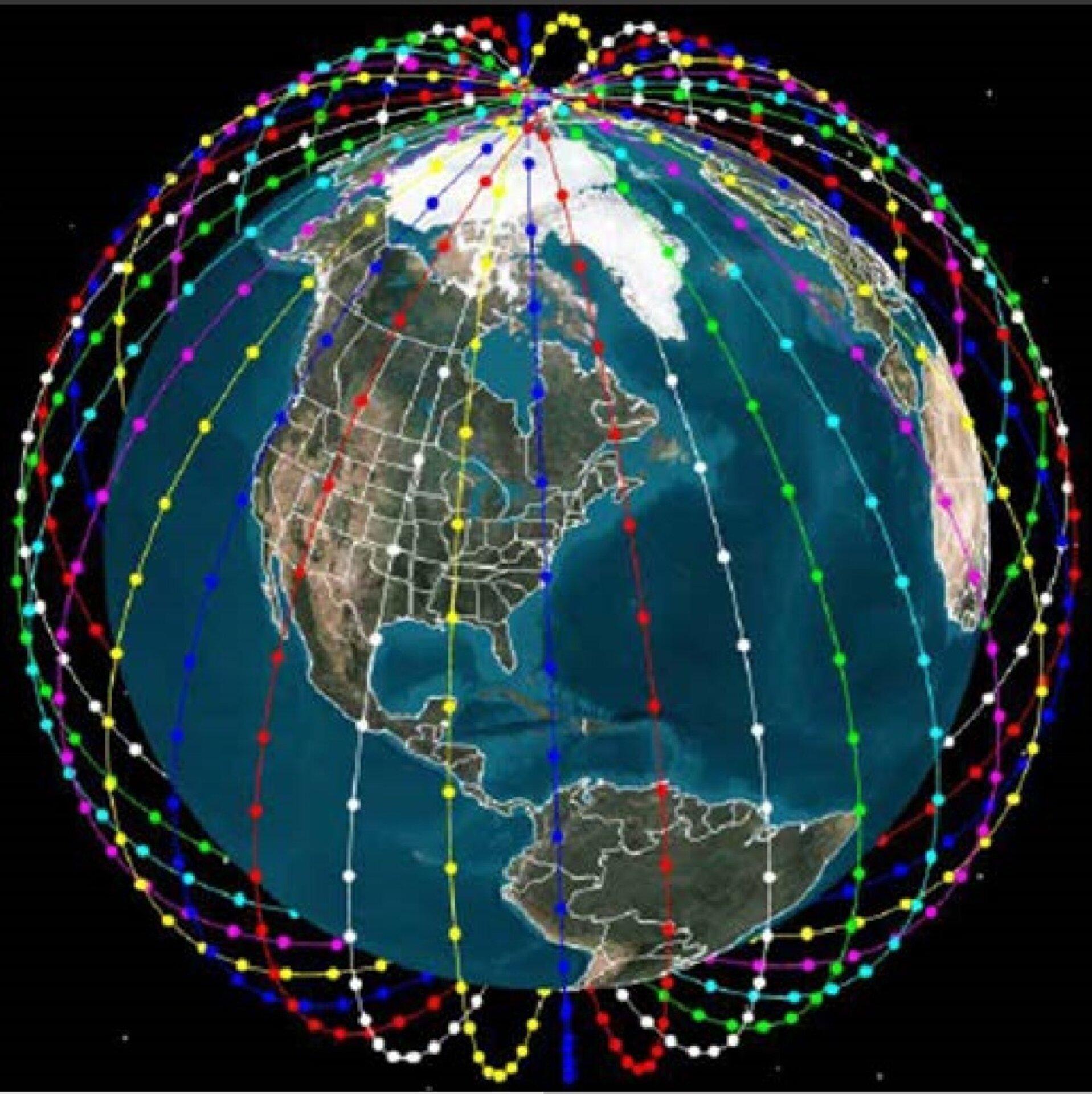 Diagram of a satellite mega-constellation