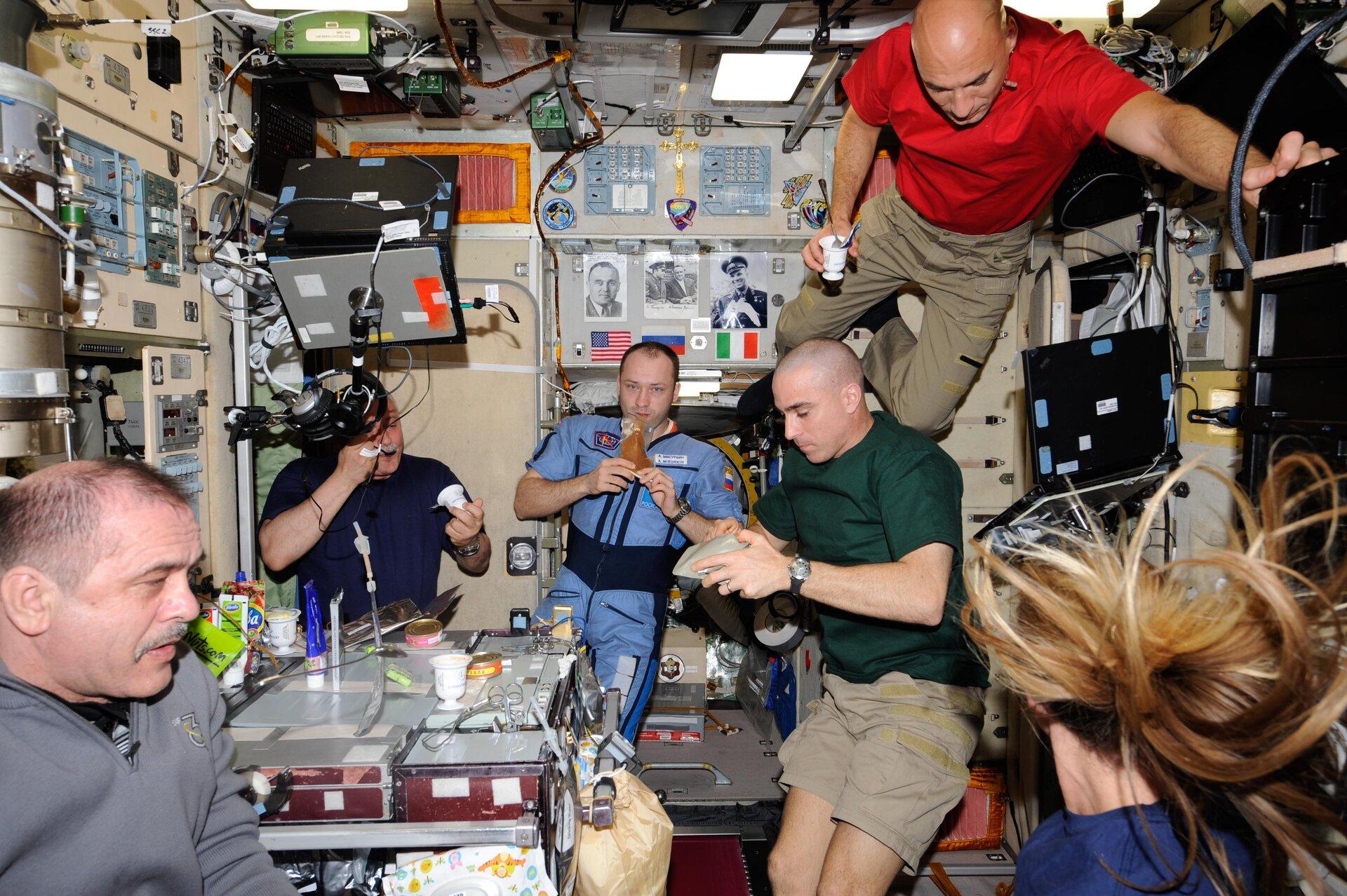 Sunday dinner on the International Space Station