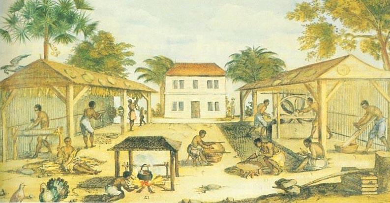 Slaves working on a tobacco plantation in Virginia, 1670