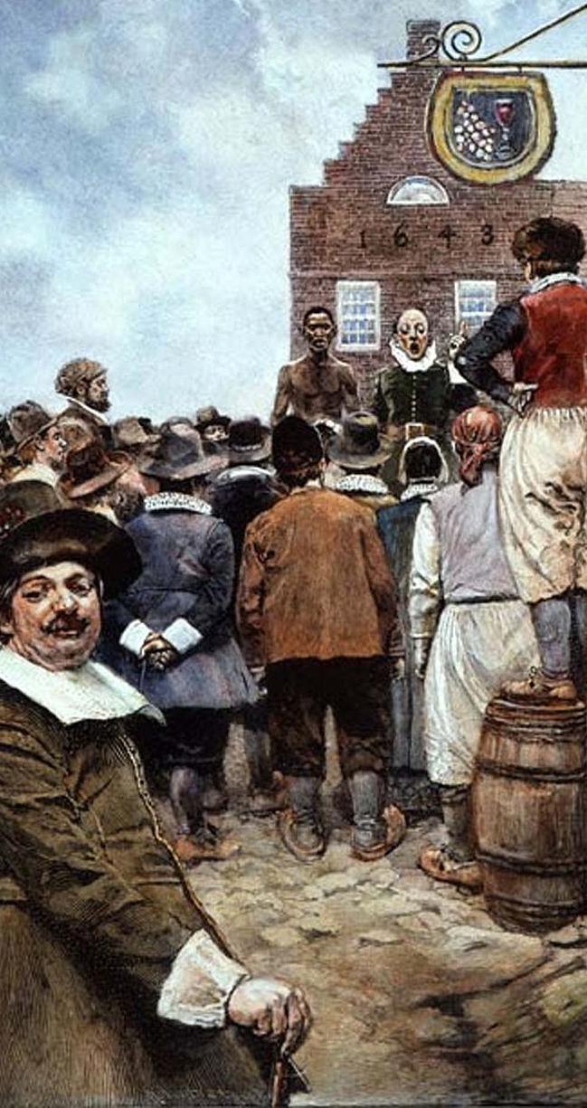 Slave auction at the Dutch colony of New Amsterdam, 1655