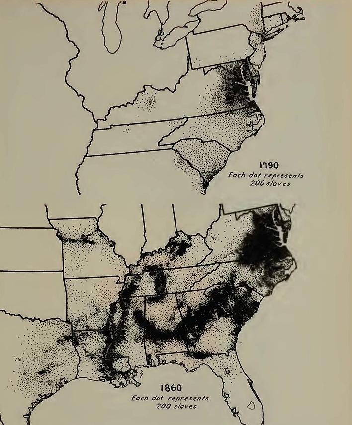 Slaves in the Southern United States in 1790 and 1860