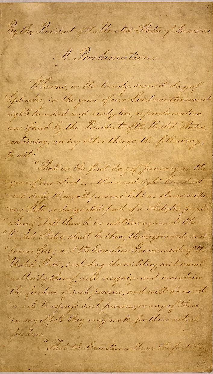 Emancipation Proclamation of 1st January 1863