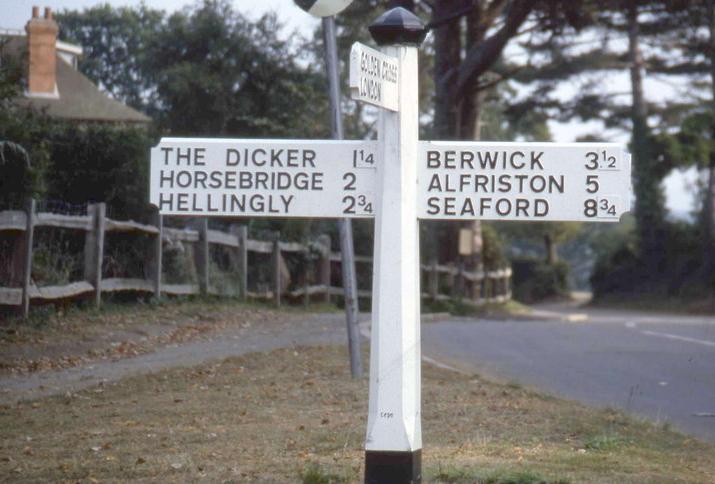 A signpost with names of Anglo-Saxon origin