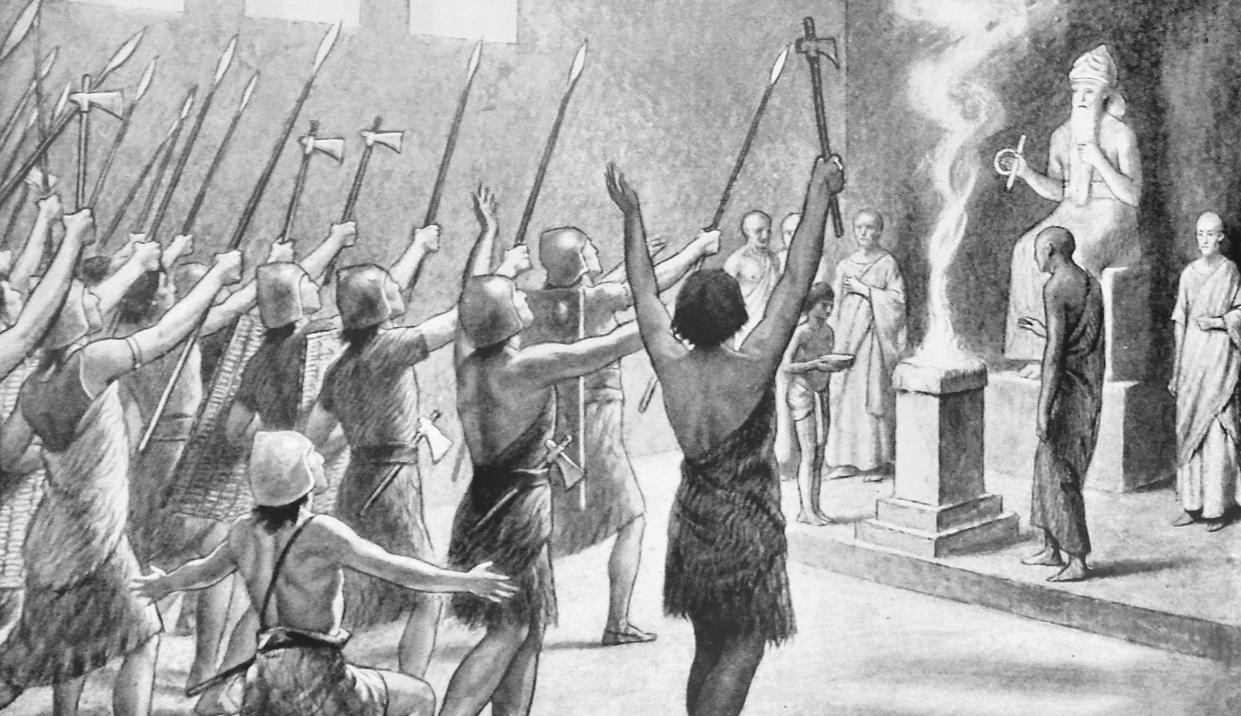 Utuhegal prays for victory against the Gutians