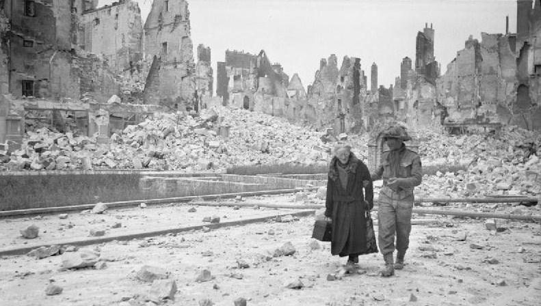 The ruins of Caen, Normandy, following the town's liberation