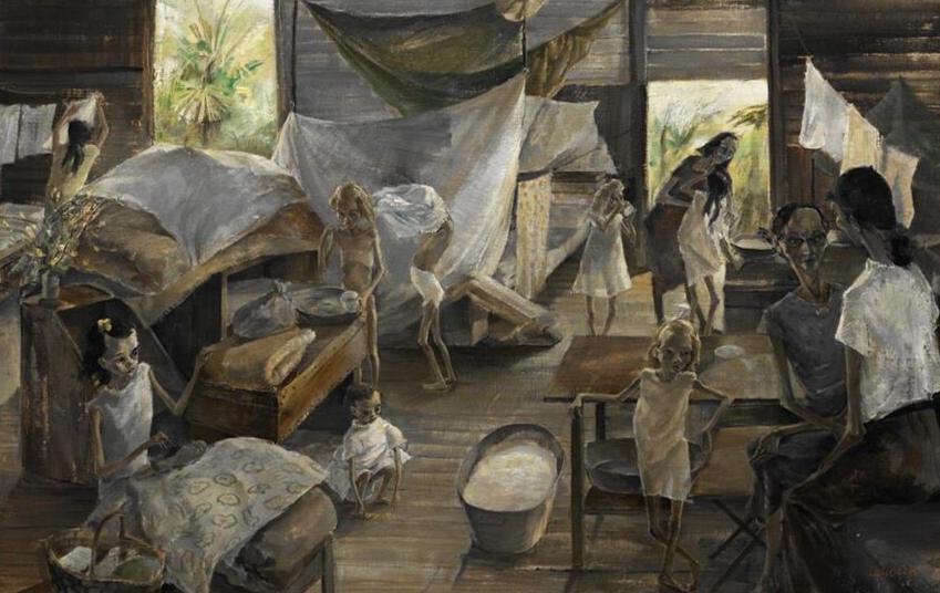 British women at a Japanese internment camp, Singapore