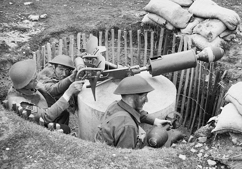 Home Guard soldiers training with a anti-tank mortar, 1943