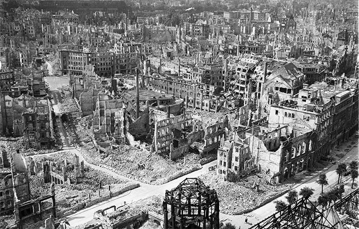 Dresden following the devastating air raids by Allied bombers, Feb 1945
