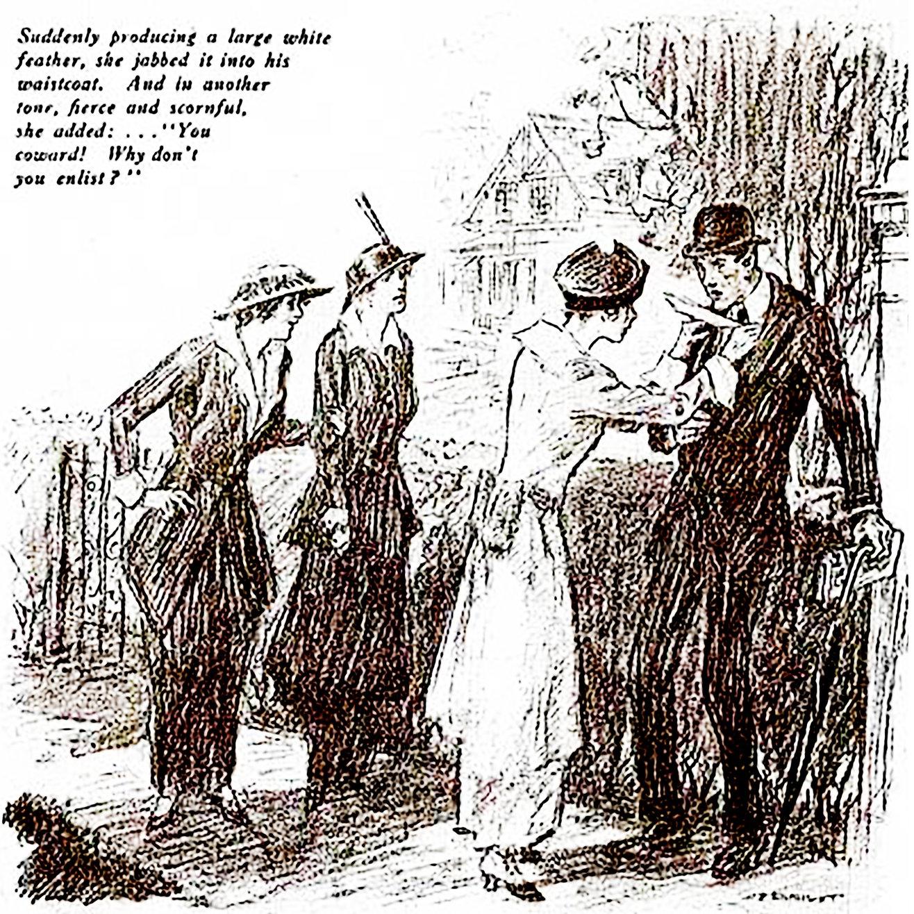 Cartoon about the White Feather Brigade
