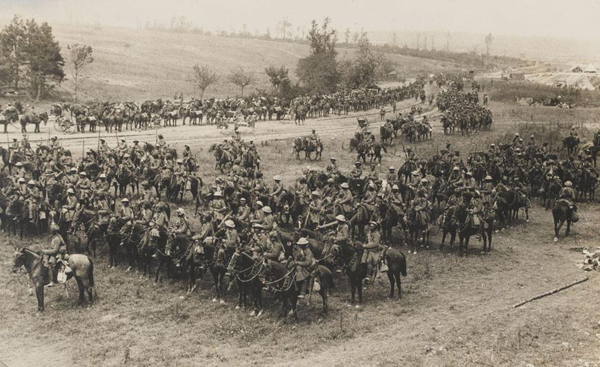 Indian cavalry assembled near Mametz on the Somme, 15th July 1916