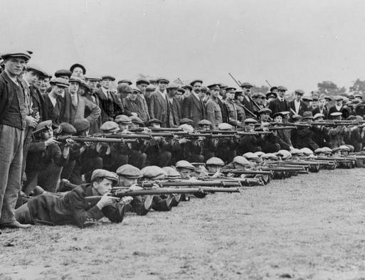 Members of the Grimsby Chums at rifle training