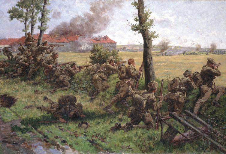 British troops in action at the Battle of Mons