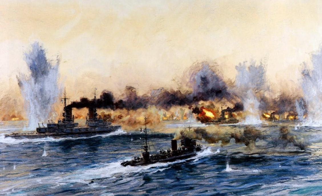 Painting of the first day of the Battle of Jutland