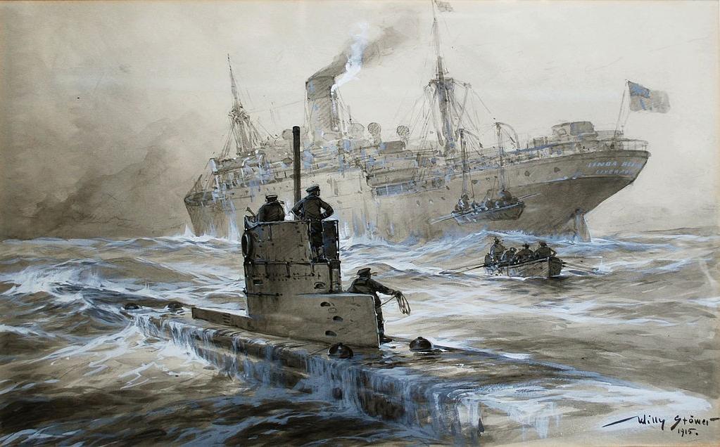 A U-boat sinks a British passenger vessel