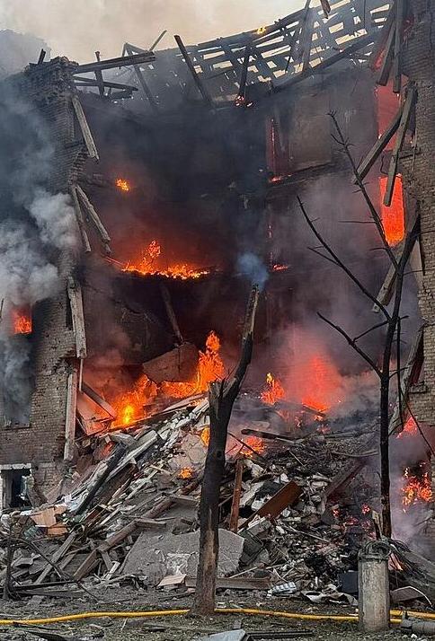 Apartment building in Kyiv after a Russian attack, 24th May 2026