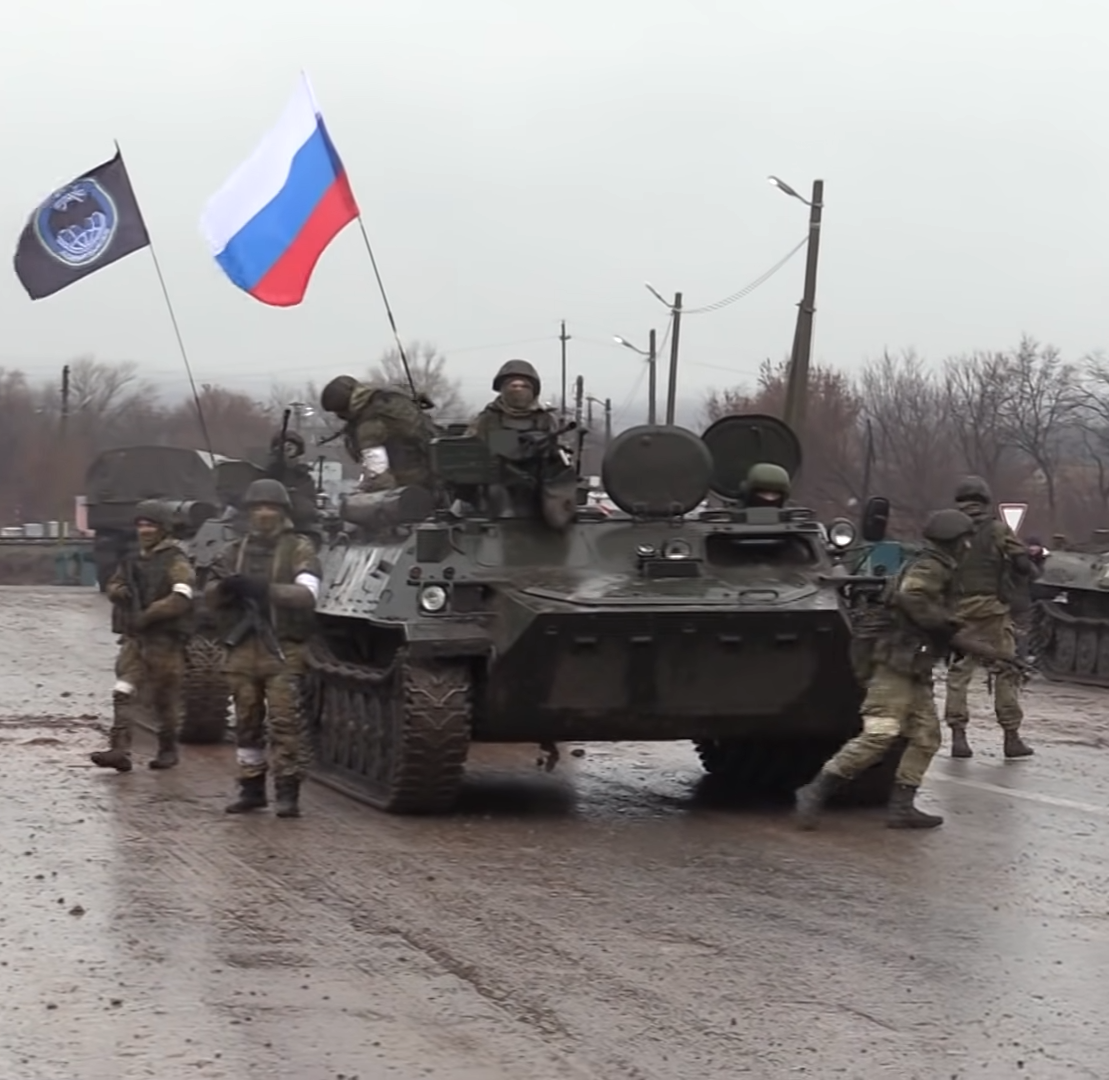 Russian troops in Novoaidar, in the Donbas region