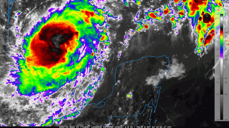 Hurricane Milton undergoing rapid intensification over the Gulf of Mexico on 6th October 2024