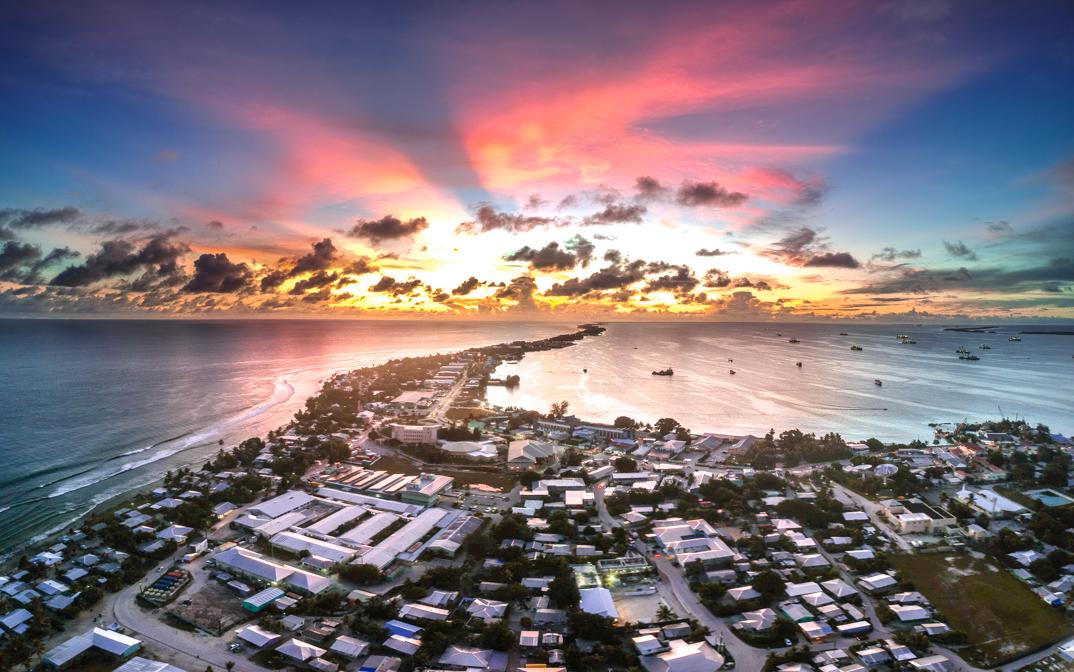 Low-lying Majuro, capital of Marshall Islands in the Pacific