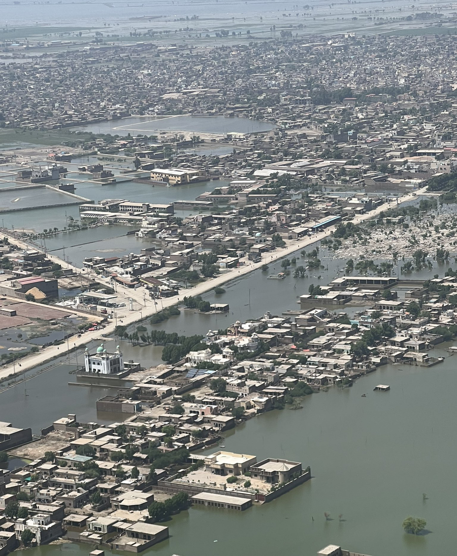 A flooded city in the Sindh, Pakistan, Sept 2022