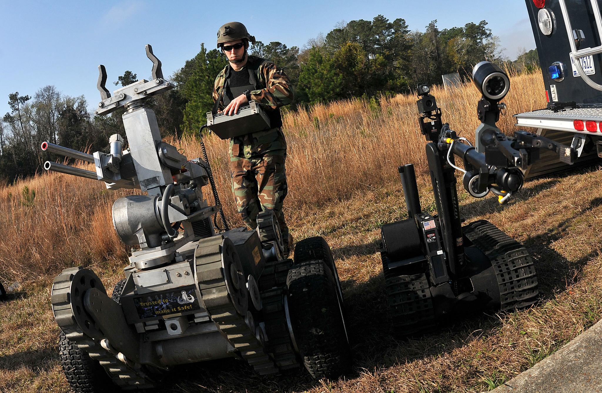 Robots designed for detecting explosive devices under direct control