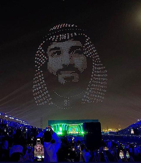 Light show drones create a portrait of Saudi Crown Prince