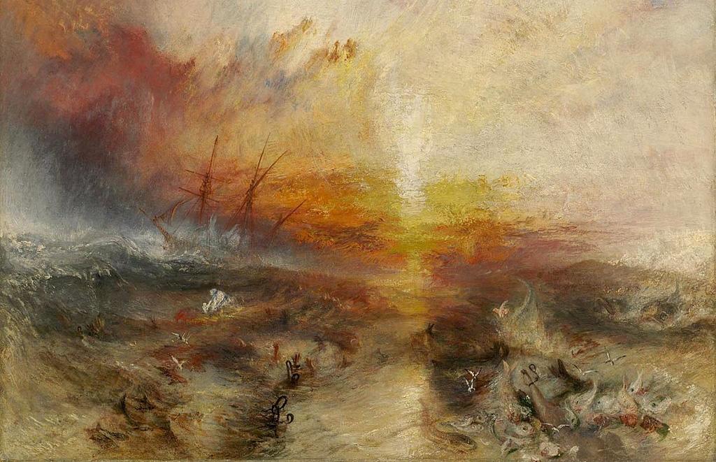 Painting by J. M. W. Turner depicting of the massacre of slaves, inspired by the Zong killings