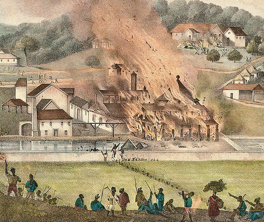 An estate in Jamaica is destroyed during the Baptist War