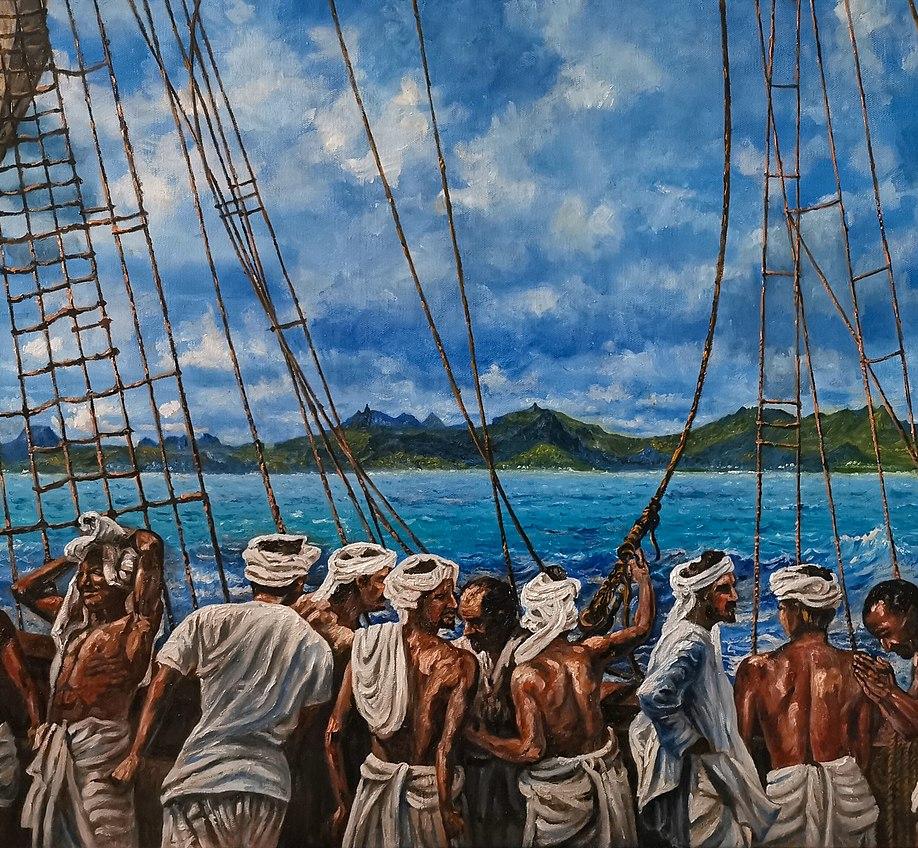 Indentured Indian labourers arriving on Mauritius, 1834