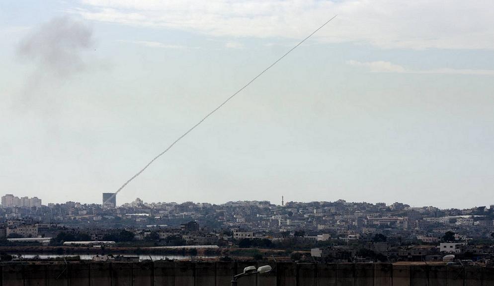 A rocket fired from the Gaza Strip towards southern Israel