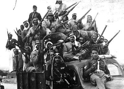 Arab volunteers preparing for combat during the Palestinian Civil War