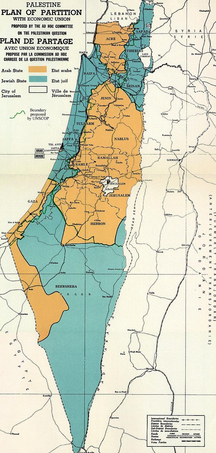 Map of UN Partition Plan for Palestine, 1947
